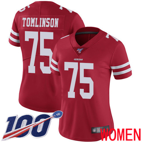 San Francisco 49ers Limited Red Women Laken Tomlinson Home NFL Jersey 75 100th Season Vapor Untouchable
